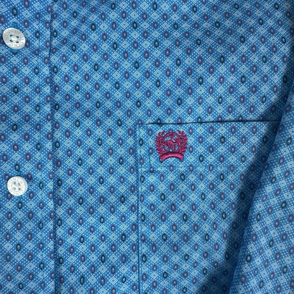 CINCH Mens M Blue Geometric Western Shirt Long Sleeve Cowboy Rodeo Ranch Cotton - Picture 3 of 10